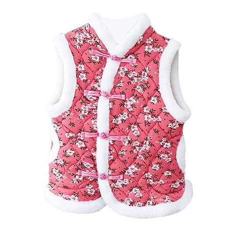 

Toddler Baby Girl Boy Coat Quilted Chinese New Year Kids Floral Vest Jacket Outfits Traditional Tang Outerwear Big Jacket for Kids Snowboarding Jacket Kids Skiing Jackets for Girls Junior Girls Winter