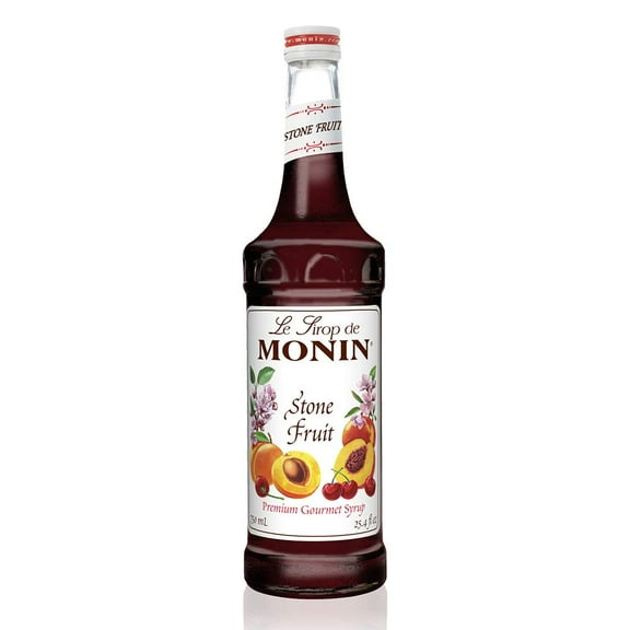 Monin - Stone Fruit Syrup, Sweet Flavor with Peach, Apricot, & Cherry Aroma, Great for Cocktails, Sodas, & Party Punches, Gluten-Free, Vegan, Non-GMO (750 ml)