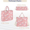 thumbnail image 6 of FORMRS Womens Corduroy Tote Bag Crossbody Shoulder Purse Handbag with Detachable Strap, Pink Cartoon Swans Pattern, 6 of 7