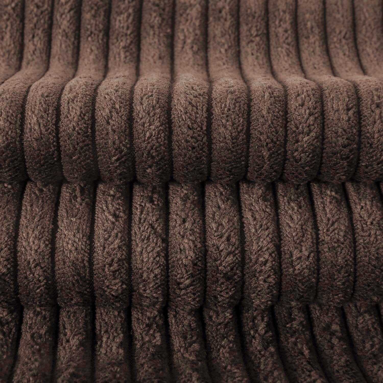 Phantoscope Soft Corduroy Striped Velvet Series Decorative Throw Pillow, 12" x 20", Brown, 2 Pack