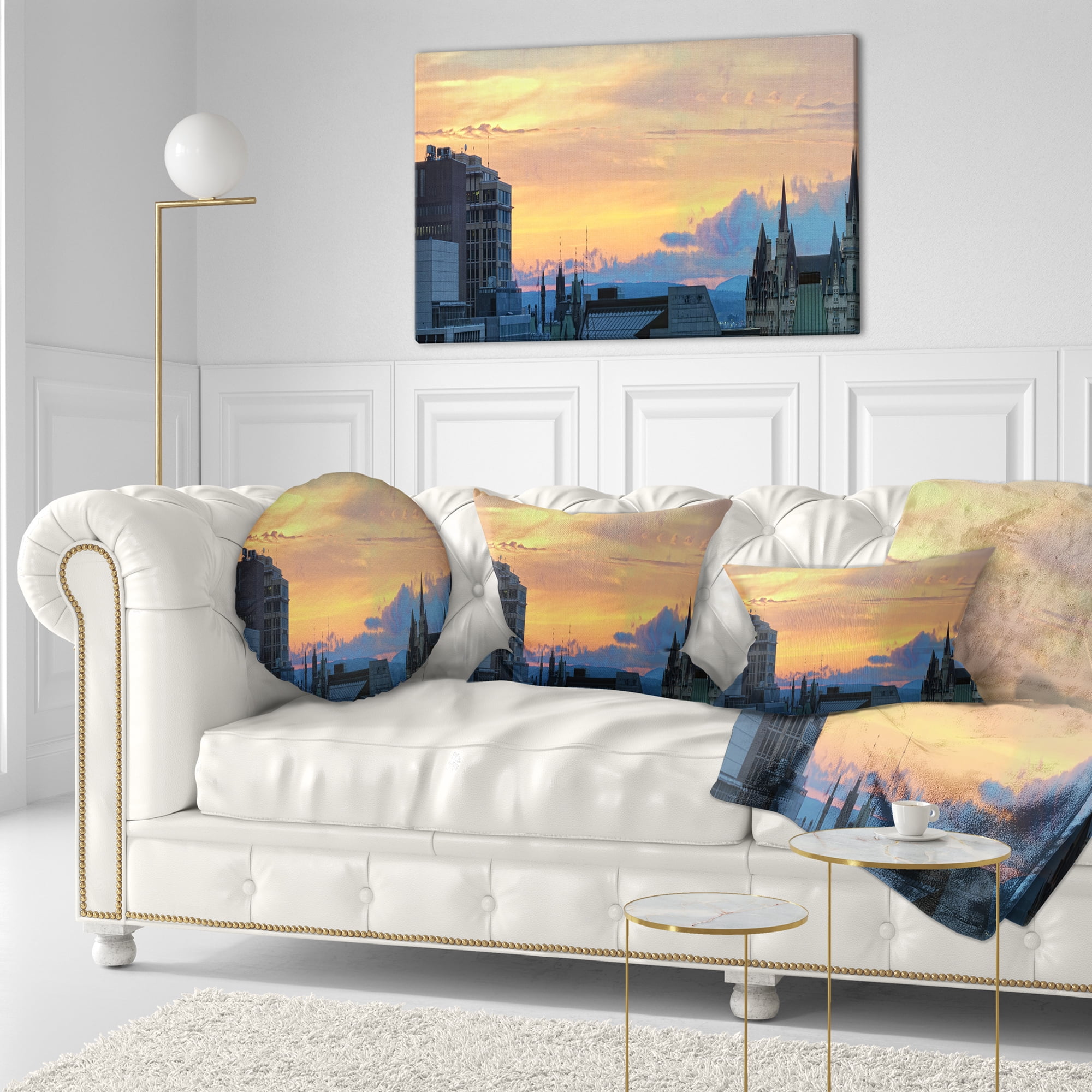 Designart Ottawa City Panoramic - Cityscape Photo Throw Pillow - 12x20