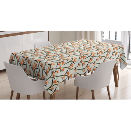 Contemporary Rectangular Flowers Spring Tablecloth, Contemporary Style Birds of Paradise Flowers Tropical Garden Blossoms Bedding Plants, Rectangular Table Cover for Dining Room Kitchen, 52 X 70 Inches, Multicolor, by Ambesonne ()
