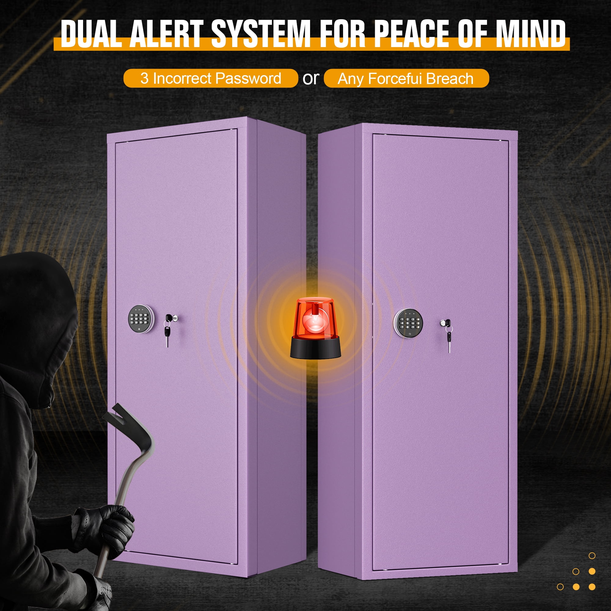 SUNCROWN 12-15 Gun Safe for Rifles and Pistols,Quick Access Rifle Gun Safe with Keyboard Lock, Gun Cabinets for Rifles and Shotguns with Pocket and Rifle Rack for Home（Purple）