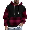 thumbnail image 2 of Mens Big & Tall Hoodies Plus Size M-5X Fleece Lined Sweatshirts with Pockets Pullover Long Sleeve Plaid Printed Thermal Athletic Workout Hoodie Tops, 2 of 5