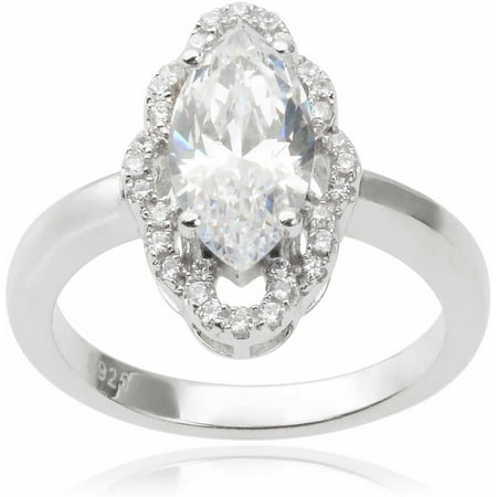 Alexandria Collection Sterling Silver Cubic Zirconia Vintage Ring
