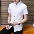thumbnail image 3 of Camisa y blusa para hombre con bolsillo, manga corta, cuello alto, elegante, estética, estilo coreano, ropa informal asiática de alta calidad, 3 of 5