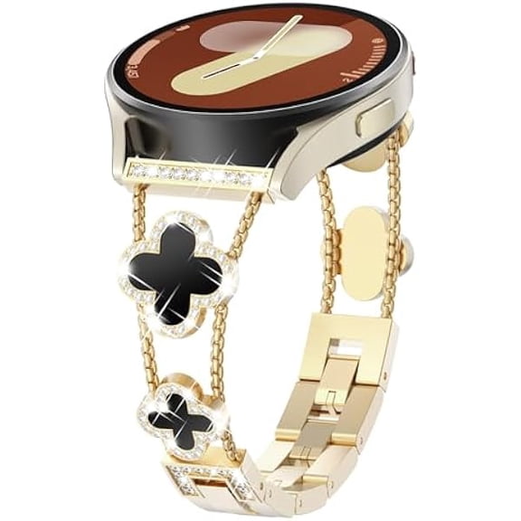 for Galaxy Watch 8/8 Classic Band 40/44/46mm Galaxy Watch 7 6 5 4 FE Band 40mm 44mm Samsung Watch 5 Pro Bands 45mm, Women Four Leaf Clover Bling Bands for Watch 6/4 Classic 43mm 47mm 42mm 46mm