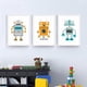 thumbnail image 1 of Cartoon Robot Wall Art Canvas Print Poster, Simple Cute Watercolor Art Drawing D, Kids Room Decor, 1 of 4