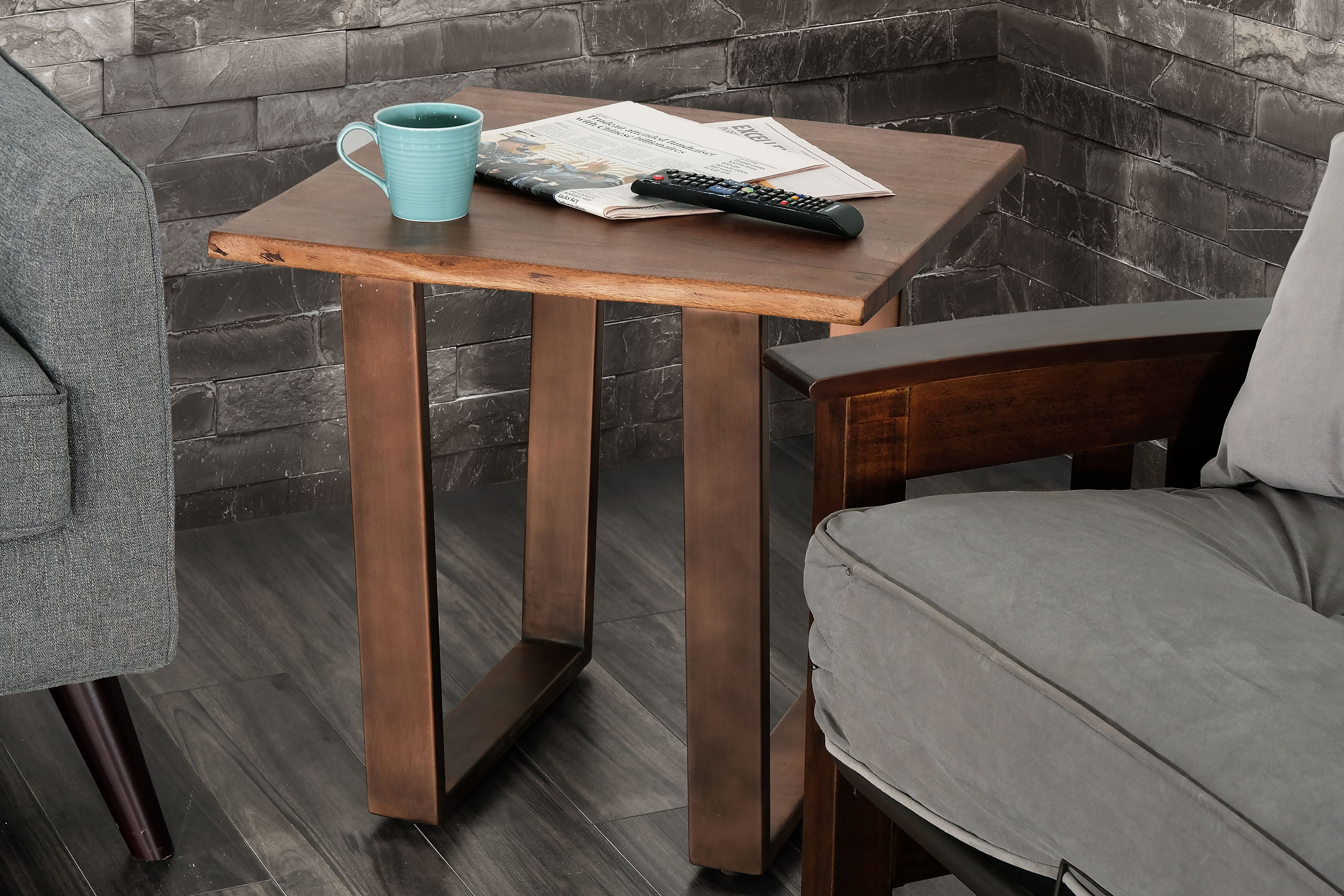 Primo International Kamala Wood and Metal End Table