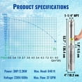 thumbnail image 6 of KFFKFF Deep Well Submersible Pump, 4 inch Stainless Steel Water Pumps, 3HP/2200W 230V/60Hz, 37GPM Flow 640 ft Head, with 33 ft Electric Cord, 6 of 9