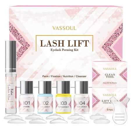 Vassoul Eyelash Perm Kit, Professional Lash Lifting Curling Set, Cilia Extensions with Silicone Pads (1 Pack)