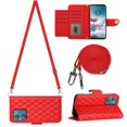 thumbnail image 2 of SaniMore Case for Motorola Edge 40 Neo, PU Leather 3D Lattice Stylish for Girls Crossbody Lanyard Flip Kickstand Card Slots Cash Pocket Magnetic Clasp Full Protective Shockproof Wallet Shell, Red, 2 of 9