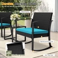 thumbnail image 4 of Homall 3 Pieces Outdoor Rocking Chairs, PE Rattan Chairs with Cushions and Coffee Table Conversation Set, 4 of 7