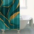 thumbnail image 4 of Teal Gold Marble Pattern Shower Curtain 36"x72" ,Bathroom Decorative Shower Curtains Set with 12 Hooks,Modern Waterproof Washable Shower Curtain, 4 of 6