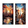 thumbnail image 2 of Designart "City Charlotte composition I" Charlotte Framed Wall Art Set Of 2 - Yellow Cityscapes Frame Gallery Set For Office Decor, 2 of 7