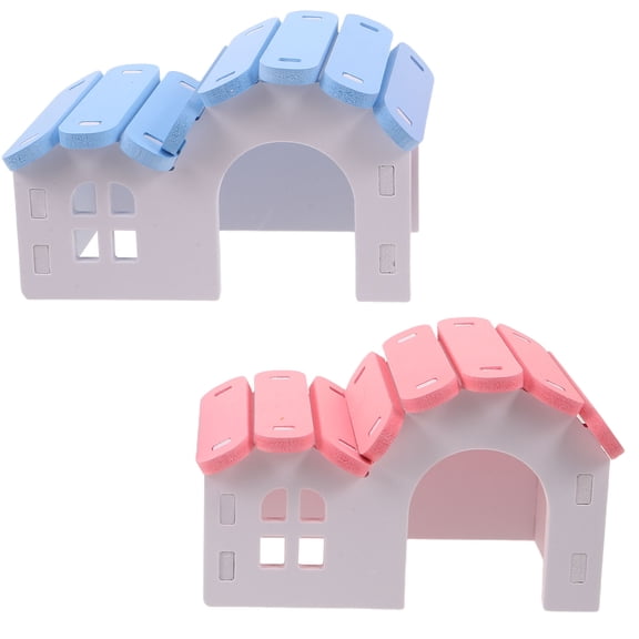 LOLIPPYY 2Pcs Plastic Hamster Shelter House and Hideout for Small Animals