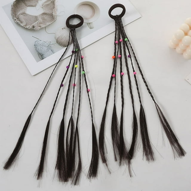 Zhuge 2 extensiones de cabello trenzado con bandas de goma para extensiones de cola de caballo trenzada larga, accesorios para el cabello de cosplay, B12