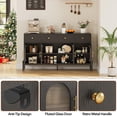 thumbnail image 5 of Litake 62" Large Sideboard Buffet Cabinet with Storage and 3 Drawers, Buffet Table Coffee Bar Storage Cabinet with 4 Glass Doors for Dining Room, Living Room, Kitchen, Black/White/Oak, 5 of 7