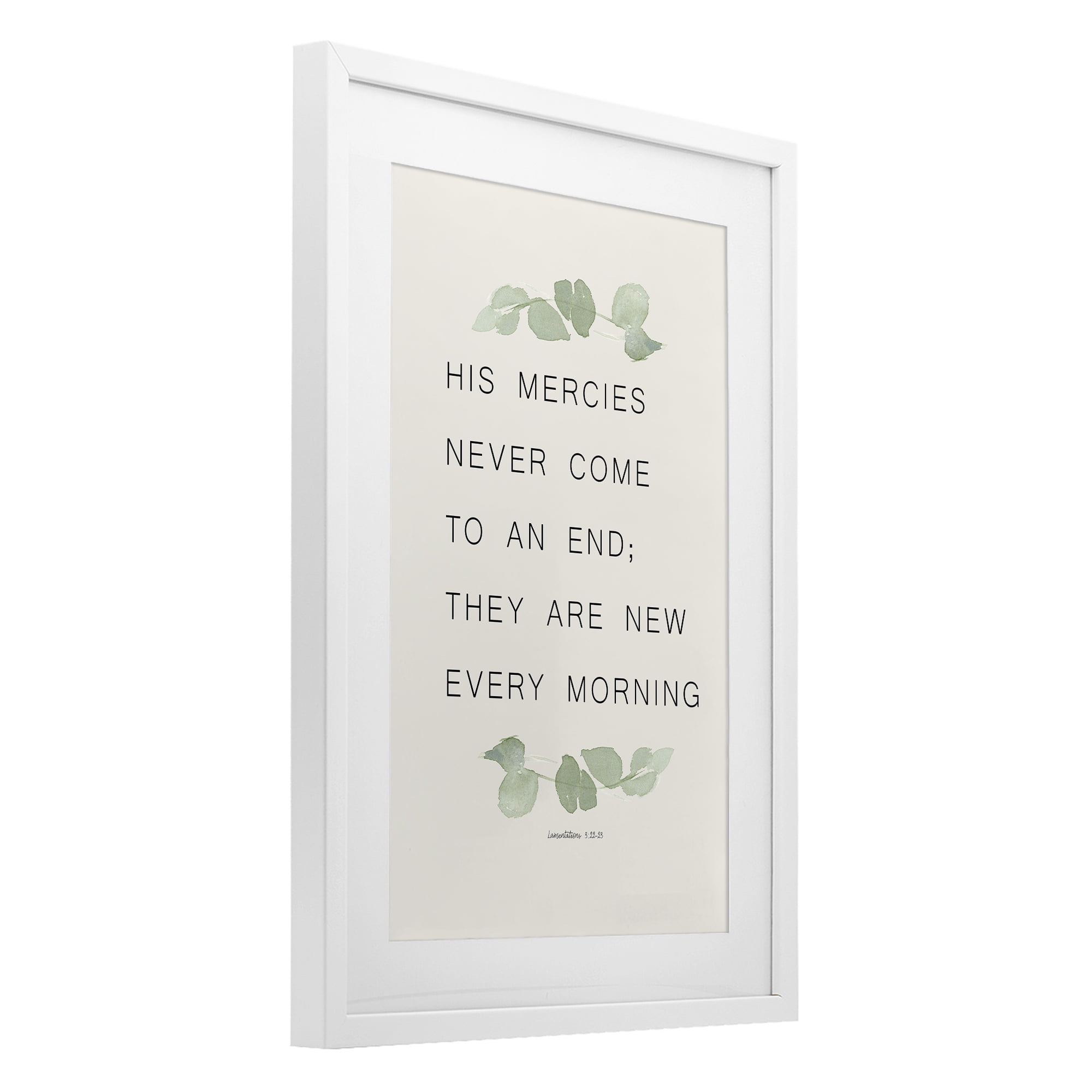 Stupell Industries Mercies New Every Morning White Framed Print Under Glass, design by Lucille Price