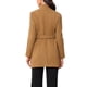 thumbnail image 3 of Abrigo largo de invierno con cinturón para mujer, clásico, de cuello alto, de manga larga, color camel, 3 of 6