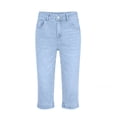 thumbnail image 5 of Holzkary Capri Jeans for Women Trendy Mid Rise Distressed Raw Hem Casual Summer Stretchy Denim Capris Pants Relaxed Fit Light blue XXL, 5 of 7