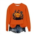 thumbnail image 3 of Meichang Chandails d'Halloween pour Femmes, Chandail à Imprimé Citrouille, Hauts de Fête, Automne, Manches Longues, Col Rond, Chandails Vintage d'Halloween, 3 of 7