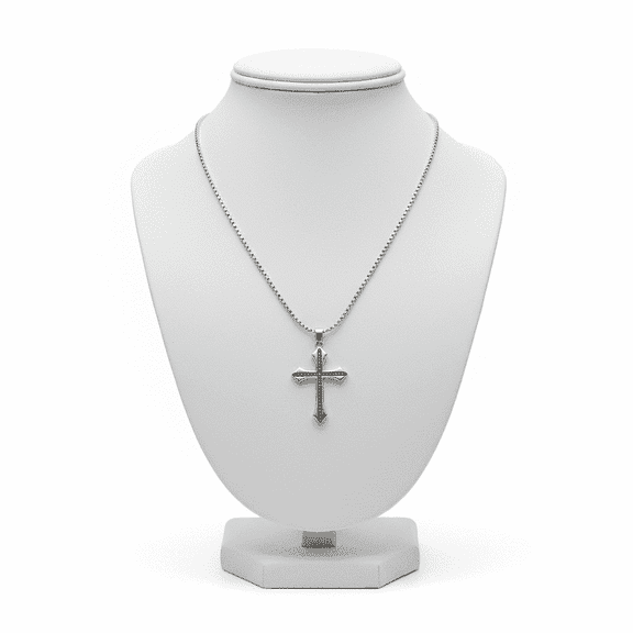 Zuwelria Men's Silver Jesus Necklace over Stainless Steel Gothic Pointed Cross Pendant Necklace with Silver Box Chain for women
