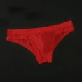 thumbnail image 2 of USNSM Mens Low Waist High Fork Ice Silk U Convex Thongs See-Through Briefs Red XL, 2 of 8