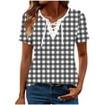 thumbnail image 3 of Favoffer Womens Printed Blouses V Neck Tie Front Short Sleeve Loose Fit Casual Tops Light Shirts for Holiday Dating Shopping Street, 3 of 5