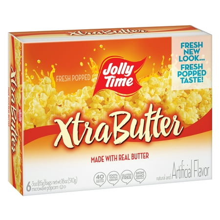 Jolly Time Xtra Butter Microwave Popcorn, 3 Oz., 6 Bag - Walmart.com