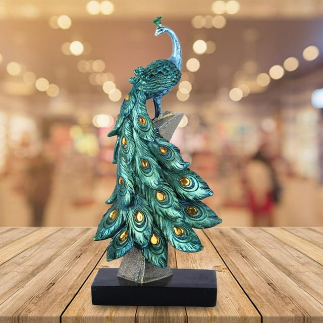 Estatuilla de pavo BLESIY estatua de pavo real decorativa L azul