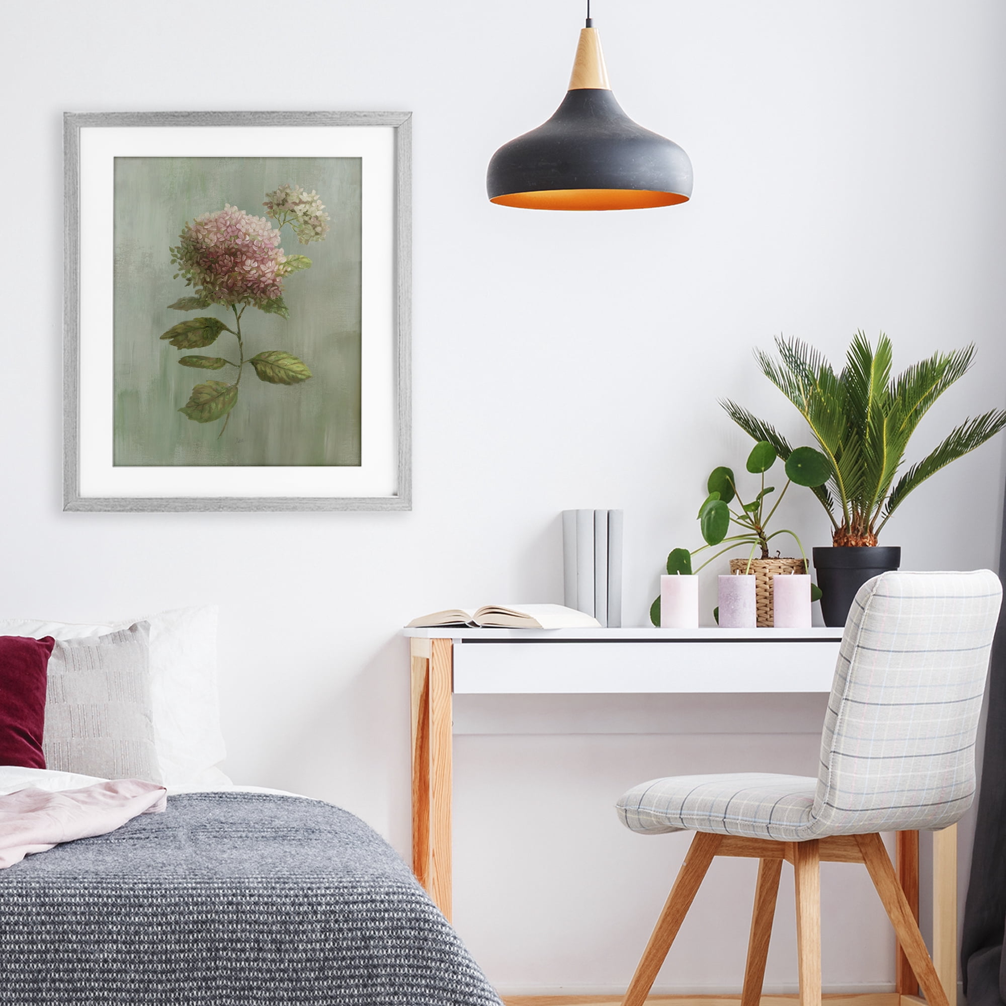 Stupell Industries Vintage Hydrangea Bushel Gray Framed Print Under Glass, design by Nan