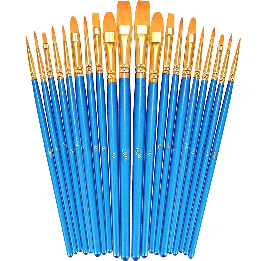 EASTIN Paint Brush Set, 20 Pcs Nylon Hair Professional Brushes Round