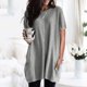 thumbnail image 1 of ICHUANYI Clearance Womens Casual Solid Color Round Neck Short Sleeve Loose Tops Blouses With Pocket(Gray, L) ICHUANYI WER2023081111485, 1 of 5