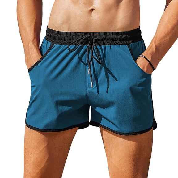 COOFANDY Mens Board Shorts Mesh Liner Summer Beach Bathing Suit 3 Inch Swim Trunks Light Blue