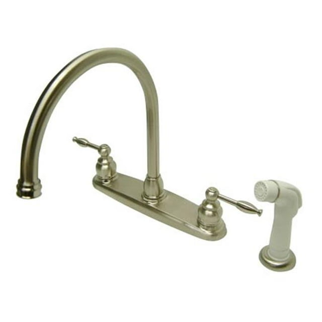 8 Inch Goose Neck Kitchen Faucet With Side Sprayer - Brushed Nickel Finish