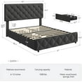 thumbnail image 2 of Queen Size Metal Bed Frame with 4 Storage Drawers and Headboard, Linen Upholstered Platform Metal Bed Frame with Wooden Slats Support, Diamond Stitched Button Tufted, No Box Spring Needed, 2 of 9