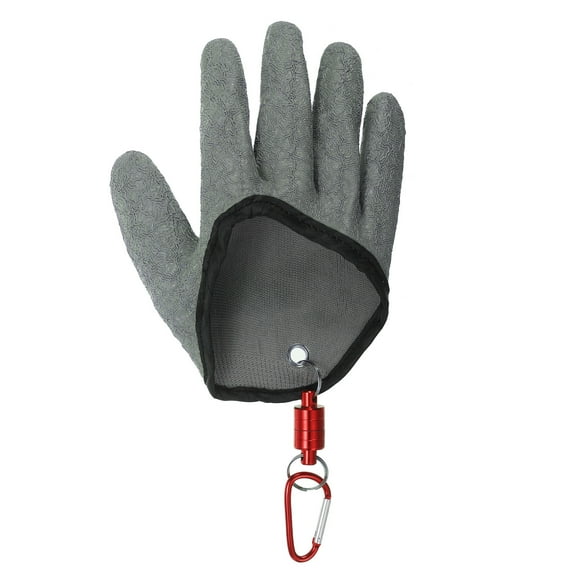 Uxcell Fishing Gloves with Alloy Magnet Release Fisherman Professional Non-Slip Puncture Resistant Gloves, Grey (Right)