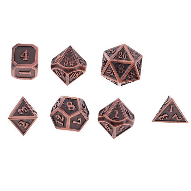 Dados De Juego De Mesa RPG De Aleación De Zinc De 7 Dados Para Mazmorras Y Dragones DND Cobre Sunnimix Dados poliédricos