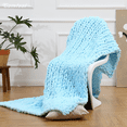thumbnail image 4 of Comtest Chunky Knit Throw Blanket Chenille, Light Blue, 40"x103"(Sofa for Four), 4 of 6