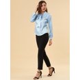 thumbnail image 4 of Blusa Puntos Irregular Allegra K Manga Larga Cuello Del Lazo Trabajo Casual Para Mujer Azul M, 4 of 6