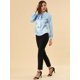 thumbnail image 4 of Blusa Puntos Irregular Allegra K Manga Larga Cuello Del Lazo Trabajo Casual Para Mujer Azul M, 4 of 6