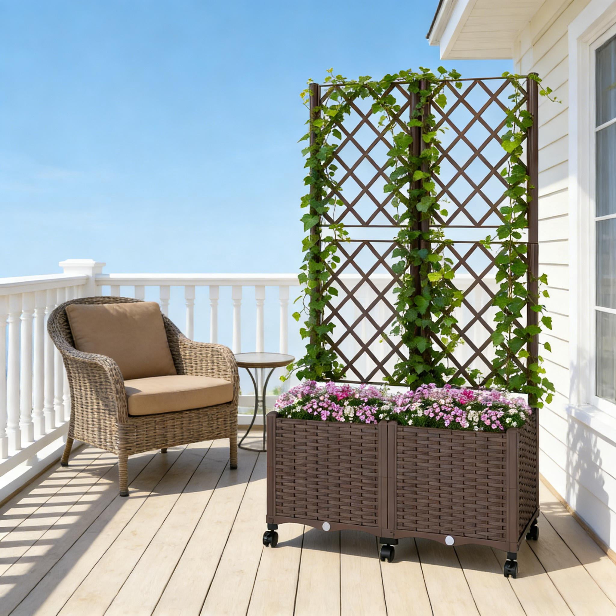 Outdoor Planter Box Mobile Raised Garden Bed