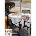 thumbnail image 5 of Outdoor Tablecloth with Umbrella Hole for Patio/Picnic/Party/Camping, Pink Spring Floral Waterproof Table Cloth Square Cover Washable, Wooden Elegant Farmhouse Botanical (54"x 54"), 5 of 8