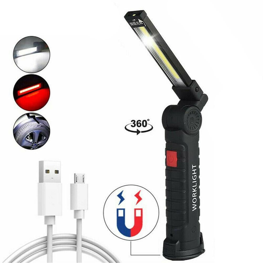 COB LED Folding Hand Torch Inspection Lamp Work Light Rechargeable USB S9A2