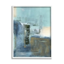 Stupell Industries Blue Abstract Painting Abstract Painting White Framed Art Print Wall Art, 11 x 14