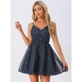 thumbnail image 4 of DARING DIVA Women's Spaghetti Strap Fit and Flare Party Mini Dresses M Blue, 4 of 6