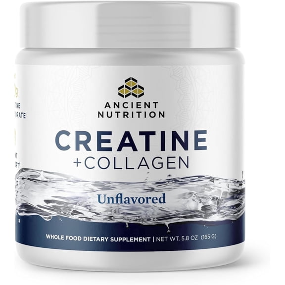 Ancient Nutrition Creatine   Collagen – Muscle Strength, Lean Body Mass, Joint Comfort & Cognitive Support – Includes 5g Creatine Monohydrate for Women, 30 Servings