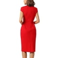 thumbnail image 3 of INSPIRE CHIC Women's Bodycon Pencil Dress Cap Sleeve Formal Work Knee Length Sheath Dresses 2XL Red, 3 of 5