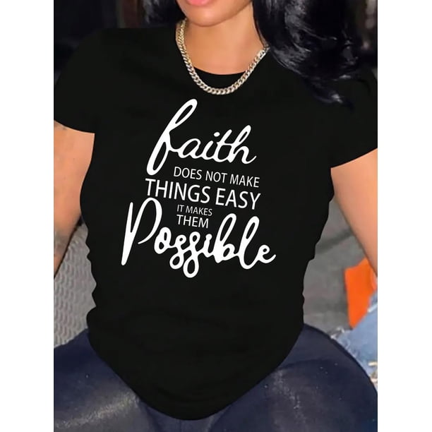 Camiseta de Mujer de Verano SuaveSlogan Print Comfy T-Shirt, Round Neck Short Sleeve Sports Tee, Women's ActivewearFather's Day, Mother's Day, New Year, Spring Festival, Valentine's Day, Independenc